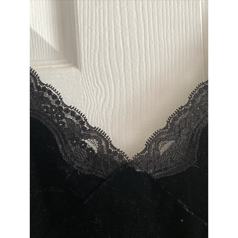 Secret Treasures Velvet Lace Trim Chemise Womens 1X Black Sleepwear Y2K Nightie - Picture 5 of 7